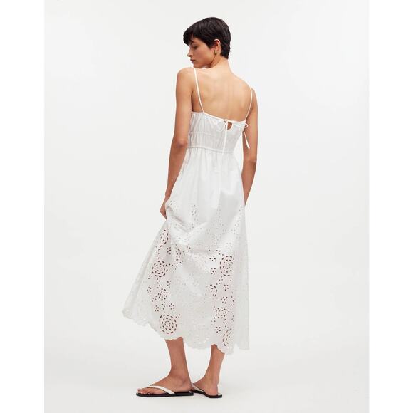 NWT Madewell Embroidered Tank Midi Dress in Poplin White Size 14 - Picture 2 of 8